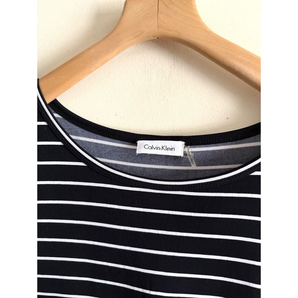 Calvin Klein Mixed Stripe‎ Tank Dress Black Red White Stretchy Sz Plus 16W - Picture 3 of 3